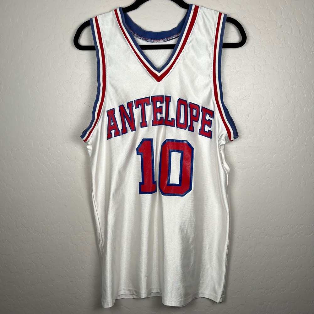 VTG SM Athletics Antelope Basketball Jersey Number 10 Sleeveless White Sz‎ M